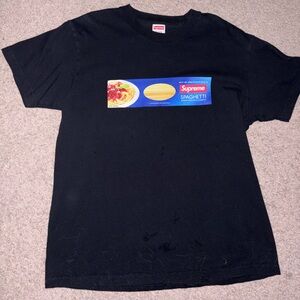 Supreme Black Tee with Spaghetti Graphic Medium.